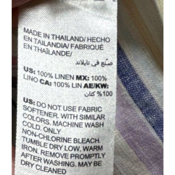 Chicos Womens No Iron 100% Linen Mix Striped Button Up Shirt Size 12/14 L - Picture 3 of 4